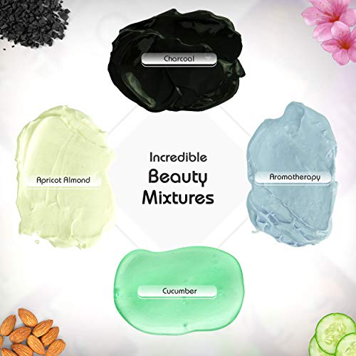 Naturel Finland Facial Mud Mask Set of 4 - Exfoliating, Deep Cleansing, Clarifying, Pore Minimizer, Hydrating, Aromatherapy, Cucumber, Dead Sea, Charcoal Face Peel