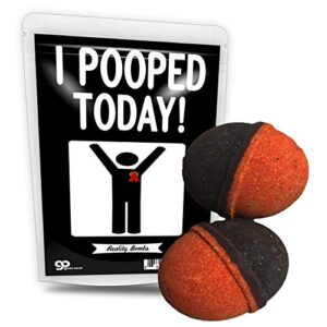i pooped today bath bombs – funny happy pooper bath balls for adults – xl black and red fizzers, handcrafted, made in america, 2 count