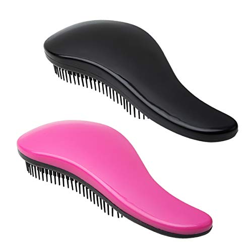 2-Pack Detangler Hair Brush for Kids & Adult - Detangling Hairbrush for Curly Straight Natural Hair Black Rosered