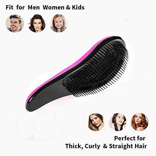 2-Pack Detangler Hair Brush for Kids & Adult - Detangling Hairbrush for Curly Straight Natural Hair Black Rosered