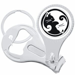 yin yang cats nail clippers plus bottle opener keychain