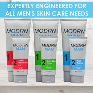 MODRN MAN Daily Skin Care Kit For Men With Sensitive Skin | Men’s Face Wash | Men’s Face Moisturizer | Fragrance Free | 45 Day Supply