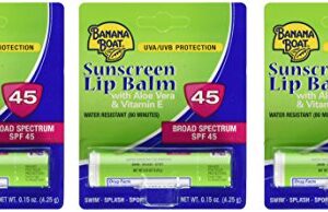 Banana Boat Aloe Vera Sunscreen Lip Balm with Vitamin E SPF 45 3-Pack