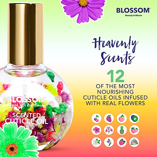 Blossom Hydrating, Moisturizing, Strengthening, Scented Cuticle Oil, Infused with Real Flowers, Made in USA, 0.92 fl. oz, Cherry