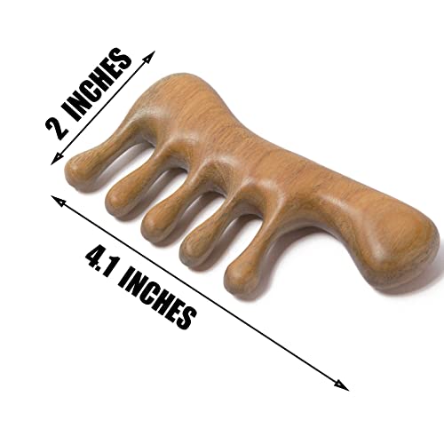 Moreinday Wooden Comb Wood Massage Comb Scalp Massager Hand Made Sandalwood Comb Wide Tooth Wood Comb for Women Men - Green Sandalwood
