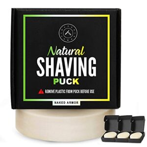 natural shave soap puck – 3 shaving soap pucks, shave soap for men with dry sensitive skin, made with olive oil, coconut oil, shea butter, beeswax, rich lather, perfect for shaving mug, bowl, scuttle