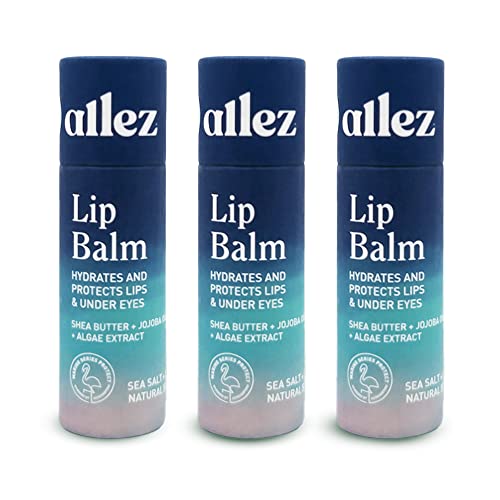 allez outdoor | Lip & Eye Balm | Hydrating, Protecting & Brightening Plant-Based Formula | Shea Butter, Jojoba Oil and Algae Extract | Sea Salt + Kelp Scent | 3 pack