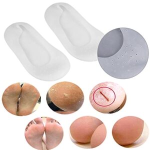 1Pair Silicone Socks, Silicone Gel Moisturizing Socks Foot Care Protector Gel Heel Socks Anti Slip Cracked Skin Care Repair Dry Cracked Heel and Reduce Pains for Women Men(l)