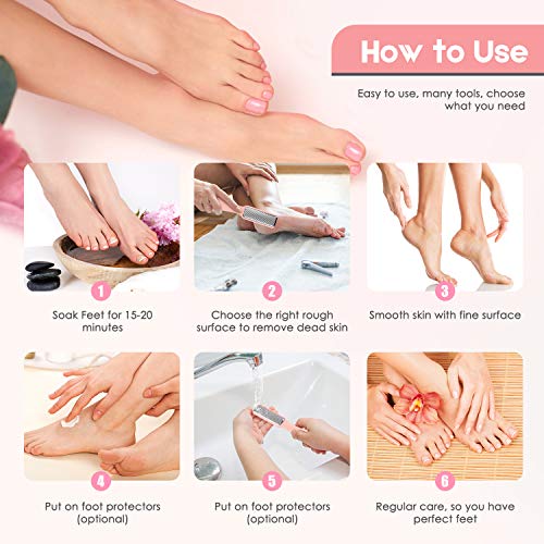 Pedicure Foot File Tools Kit - Professional Feet Corns Callus Remover Shaver Hard Dead Skin Removal Double-sided Home Professional Wet Dry Use Best Gift for Family Friends Men Women Foot Care Set