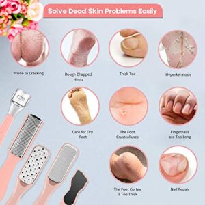 Pedicure Foot File Tools Kit - Professional Feet Corns Callus Remover Shaver Hard Dead Skin Removal Double-sided Home Professional Wet Dry Use Best Gift for Family Friends Men Women Foot Care Set