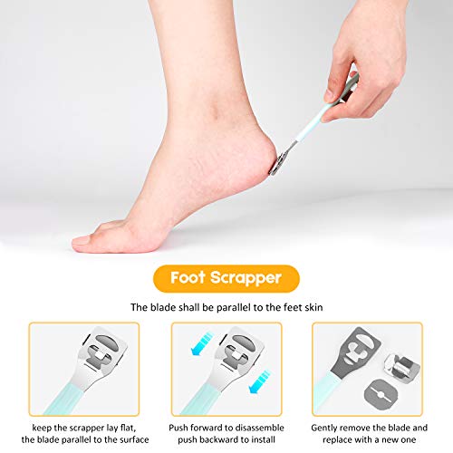 Pedicure Foot File Tools Kit - Professional Feet Corns Callus Remover Shaver Hard Dead Skin Removal Double-sided Home Professional Wet Dry Use Best Gift for Family Friends Men Women Foot Care Set