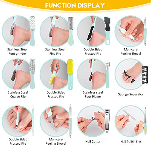 Pedicure Foot File Tools Kit - Professional Feet Corns Callus Remover Shaver Hard Dead Skin Removal Double-sided Home Professional Wet Dry Use Best Gift for Family Friends Men Women Foot Care Set