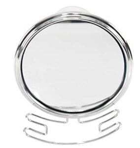 home-x small fogless suction-cup mirror, shower mirror, shaving mirror with razor holder for shower, 6 ½” l x 6″ w x 2 ½” h, chrome