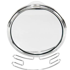 Home-X Small Fogless Suction-Cup Mirror, Shower Mirror, Shaving Mirror with Razor Holder for Shower, 6 ½" L x 6" W x 2 ½" H, Chrome