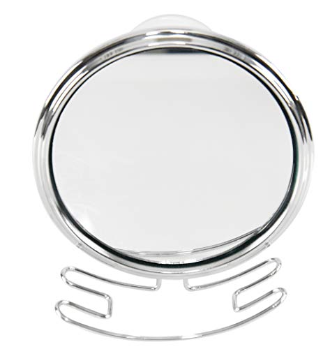 Home-X Small Fogless Suction-Cup Mirror, Shower Mirror, Shaving Mirror with Razor Holder for Shower, 6 ½" L x 6" W x 2 ½" H, Chrome