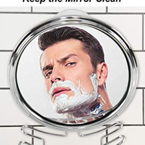 Home-X Small Fogless Suction-Cup Mirror, Shower Mirror, Shaving Mirror with Razor Holder for Shower, 6 ½" L x 6" W x 2 ½" H, Chrome