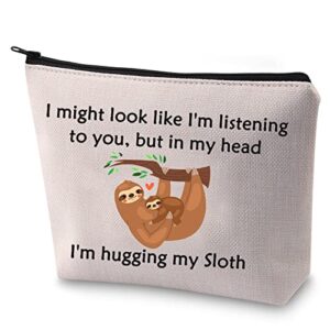funny sloth lover gift cute sloth bags i’m hugging my sloth makeup bags friendship sloth lovers birthday christmas gift (hugging my sloth)