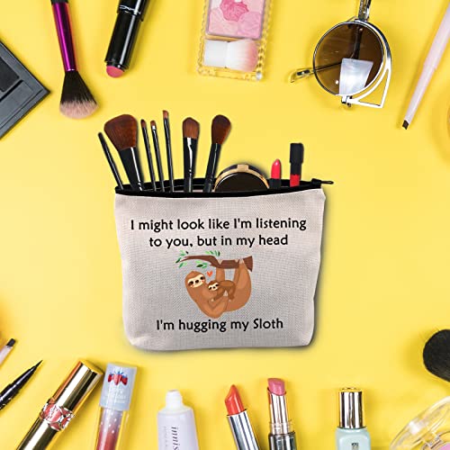 Funny Sloth Lover Gift Cute Sloth Bags I'm Hugging My Sloth Makeup Bags Friendship Sloth Lovers Birthday Christmas Gift (Hugging My Sloth)