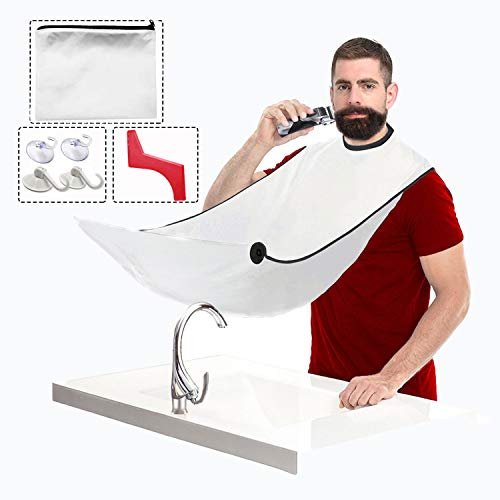 Beard Catcher Bib & Beard Shaping tool,Beard Shaper Guide Template With Beard Apron Cape and zipper storage bag to Catch Clippings Makes Grooming your Beard Easier and Eliminates Cleanup Hassles