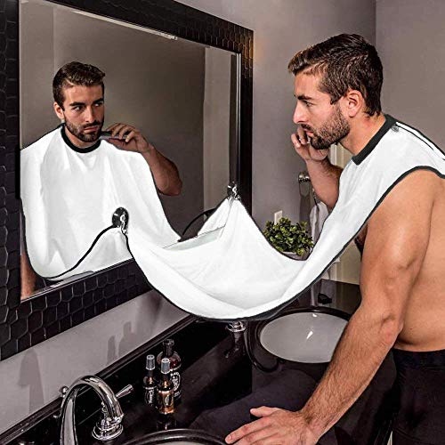 Beard Catcher Bib & Beard Shaping tool,Beard Shaper Guide Template With Beard Apron Cape and zipper storage bag to Catch Clippings Makes Grooming your Beard Easier and Eliminates Cleanup Hassles