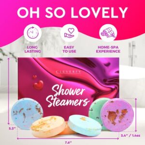 Cleverfy Shower Steamers Aromatherapy - Valentine’s Edition Set of 6 Shower Bombs with Essential Oils. Self Care and Valentines Day Gifts for Her and Him.