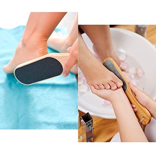 Boobeen Quality Wood Foot File - Double Sided - Foot Callus Remover for Women and Men - Foot Care Pedicure Metal Surface Tool to Remove Hard Skin