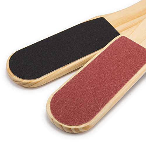 Boobeen Quality Wood Foot File - Double Sided - Foot Callus Remover for Women and Men - Foot Care Pedicure Metal Surface Tool to Remove Hard Skin