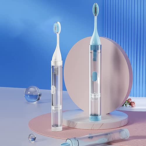 prony 5 in 1 Portable Travel Toothbrushes with Built-in Refillable Toothpaste Tube, Built-in Toothbrush Case, Extra Soft Bristles and 2 Additional Replaceable Toothbrush Heads, Travel Size Toiletries