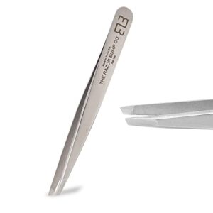 razor bump co. professional micro slant tweezer, made in usa, best precision tweezers for eyebrows, chin hair, ingrown hair removal – surgical grade, rustproof, non-irritating stainless steel