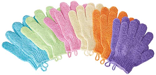 HARCCI Bath Exfoliating Massage Gloves - 6 Pairs of Shower Mitts for Men & Women - Removes Dead Skin and Improves Blood Circulation | Makes Skin Soft and Healthy