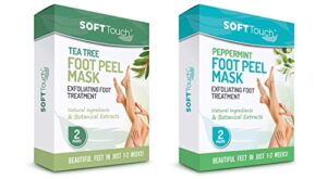 soft touch tea tree and peppermint foot peel masks