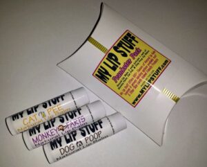 my lip stuff prankster pack (monkey farts, dog poop, cat pee) natural lip balm set