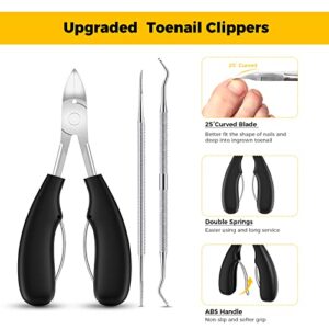 CozyCom Toenail Clippers for Thick Nails, Nail Clipper Set Long Handle Toe Nail Clippers, Ingrown Toenail Tool Fingernail Clippers for Seniors Men Women Adult