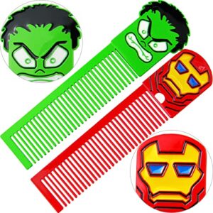 2pcs hulk & iron man comb stainless steel metal comb dense tooth comb compact size comb