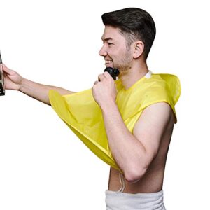 upgrade men beard shaving aprons cape beard trimming bib waterproof & non-stick hair catcher (yellow)