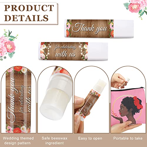 100 Pcs Wedding Lip Balm Bulk Jasmine Lip Balm Bridal Shower Favors Floral Moisturizing Lip Balm Thank You for Celebrating with Us Gifts for Wedding Bridal Birthday Party Guests Gift Baskets