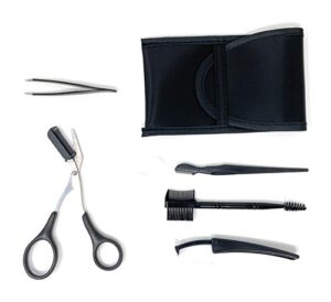all-in-one eyebrow shaping and grooming kit – includes eyebrow razor, comb-brush, trimmer, tweezers, scissors-comb, and carry case. multipurpose professional eyebrow shaper eyebrow kit for women men