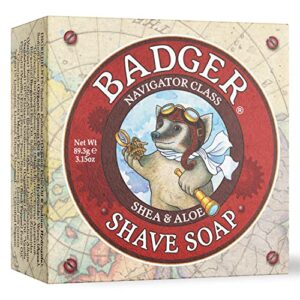 Badger - Shaving Soap Puck, Aloe Vera & Coconut Oil with Bergamot Essential Oil, Natural Shave Soap Puck, Mens Shaving Soap Bar, Shaving Cream Puck, 3.15 oz Bar