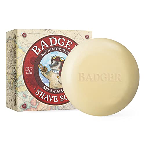 Badger - Shaving Soap Puck, Aloe Vera & Coconut Oil with Bergamot Essential Oil, Natural Shave Soap Puck, Mens Shaving Soap Bar, Shaving Cream Puck, 3.15 oz Bar