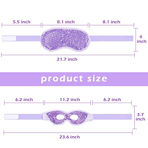 Permotary 2PCS Gel Eye Mask Reusable Hot Cold Compress Pack Eye Therapy,Therapeutic Gel Eye Spa Pad for Puffiness/Dark Circles/Eye Bags/Dry Eyes/Headaches/Migraines/Stress Relief-Purple&Pink