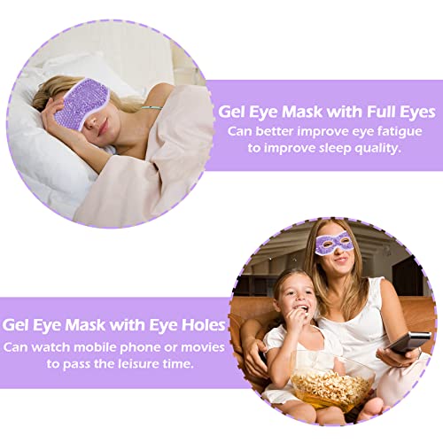 Permotary 2PCS Gel Eye Mask Reusable Hot Cold Compress Pack Eye Therapy,Therapeutic Gel Eye Spa Pad for Puffiness/Dark Circles/Eye Bags/Dry Eyes/Headaches/Migraines/Stress Relief-Purple&Pink