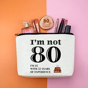Funny 80th Birthday Gift Makeup Bag 80th Birthday Gifts for Women Grandma Mom Turning 80 Years Old Pocket Makeup Mirror Eighty Years Old Birthday Gifts Cosmetic Bag for Wife Aunt Sister Friend