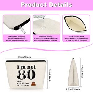 Funny 80th Birthday Gift Makeup Bag 80th Birthday Gifts for Women Grandma Mom Turning 80 Years Old Pocket Makeup Mirror Eighty Years Old Birthday Gifts Cosmetic Bag for Wife Aunt Sister Friend
