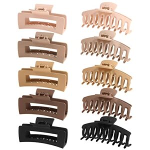 shalac large claw clips for thick hair, 10 pack 4.4 inch, nonslip clips big hair claw, multi color hair accessories for women girls (a. flesh, wheat, light khaki, chocolate, black)