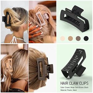 SHALAC Large Claw Clips for Thick Hair, 10 Pack 4.4 Inch, Nonslip Clips Big Hair Claw, Multi Color Hair Accessories for Women Girls (A. Flesh, Wheat, Light Khaki, Chocolate, Black)