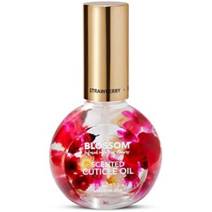 blossom hydrating, moisturizing, strengthening, scented cuticle oil, infused with real flowers, made in usa, 0.92 fl. oz, strawberry