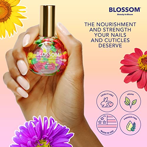 Blossom Hydrating, Moisturizing, Strengthening, Scented Cuticle Oil, Infused with Real Flowers, Made in USA, 0.92 fl. oz, Strawberry