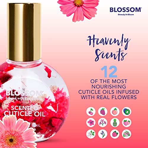 Blossom Hydrating, Moisturizing, Strengthening, Scented Cuticle Oil, Infused with Real Flowers, Made in USA, 0.92 fl. oz, Strawberry