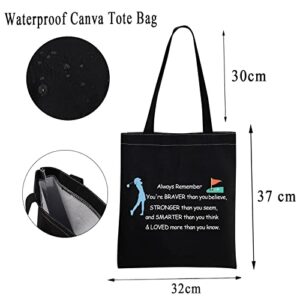 MBMSO Golf Gifts for Women Golf Player Gifts Tote Bag Golf Lover Gifts for Golfer Canvas Reusable Shopping Shoulder Bag (Golf TB-black-02)