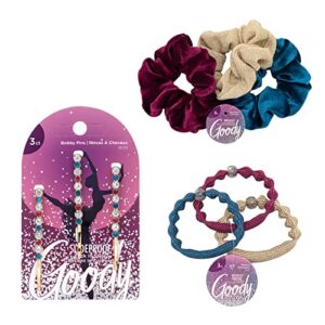 goody holiday ball scrunchies – 3 count with 3 count bobby pins and 3 count forever elastics